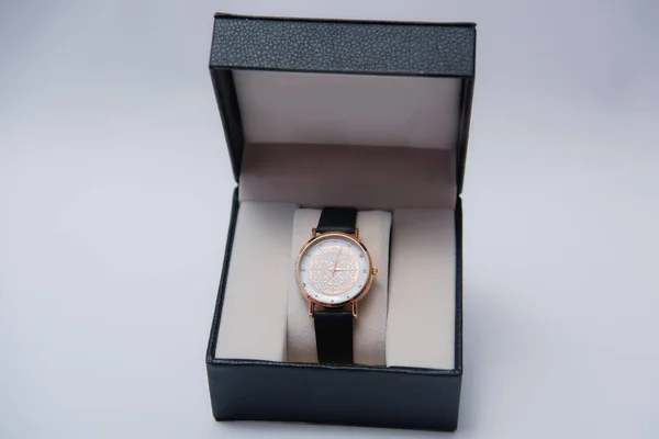 Mannen Pols Horloges Met Gouden Wijzerplaat Horloge Gezicht Accessoires Decoraties — Stockfoto