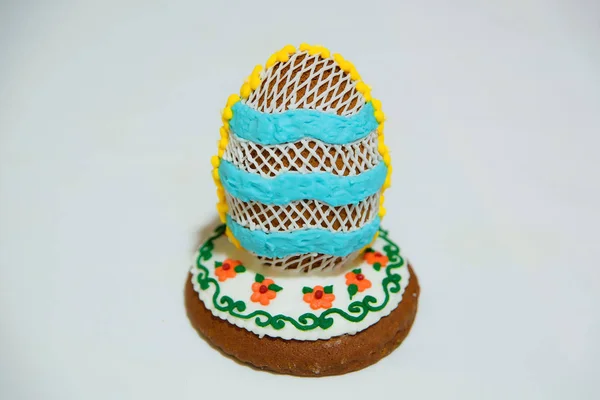 Peperkoek Vorm Van Een Easter Egg Suikerwerk Zoete Gebakjes Cookies — Stockfoto