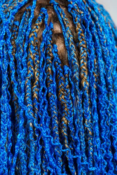 Zizi Pigtails Blauw Vlecht Weeftechniek Diensten Van Kappers Afrokosichki Weven — Stockfoto