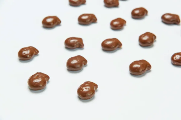 Bolachas Forma Peixe Pequenos Biscoitos Cobertos Chocolate Pastelaria Sobre Fundo — Fotografia de Stock