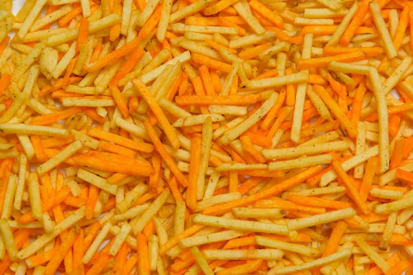 Knapperige Aardappel Stokken Textuur Van Gebakken Aardappelen Potato Chips Salty — Stockfoto