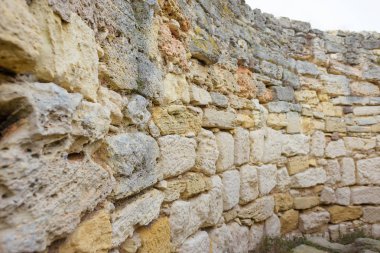 Şehir Chersonesos. Tarihi yerler. Bir antik kent kalıntıları. Unesco Dünya Mirası alanı. Yüksek yapılar taş. Taş duvarlar doku. Kuzey Karadeniz. Kırım'dinlenme. Turizm.