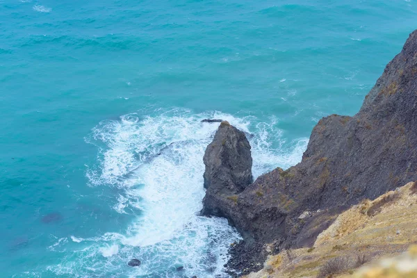 Cape Fiolent Felsige Meeresküste Wellen Schlagen Auf Die Felsen Schwarzes — Stockfoto