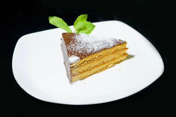 Dessert Tiramisu Cake Sweet Pastries Confectionery Cake Dusted Icing Sugar — Stock Photo, Image