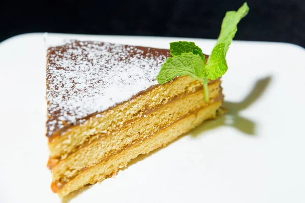 Dessert Tiramisu Kaka Söta Bakverk Konfektyr Kaka Dammas Med Florsocker — Stockfoto