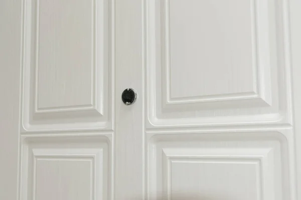 Door Sheathed Wood Wood Carving Internal Lock Design Keyhole Metal — Stock Photo, Image