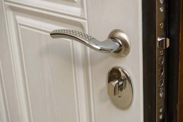 Door Sheathed Wood Wood Carving Internal Lock Design Keyhole Metal — Stock Photo, Image