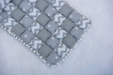 Pillow for the newborn. Blanket and pillow for newborns. The texture of the fabric. Pillows bumpers. The sides of the pillow in the crib. Print zigzag stars. clipart