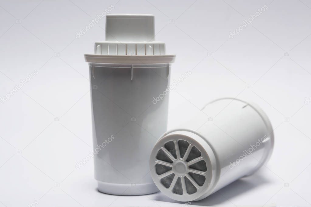 Water filter. Replacement cartridge for filter jug. Water purification device. Water treatment module design for home application. Filter pitcher. The housing of the filter cartridge.