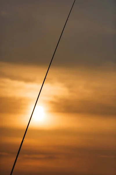 Fishing Rod Sunset Embankment Black Sea Sunset Cloud Evening Fishing — Stock Photo, Image