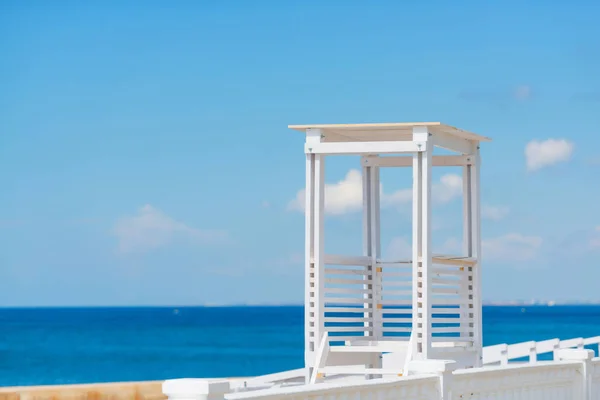 White Observation Booth Beach Rest Black Sea Water Blue Walk — Stock Photo, Image