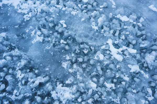 Surface Eau Gelée Glace Sur Lac Montagne Fissuré Sur Glace — Photo