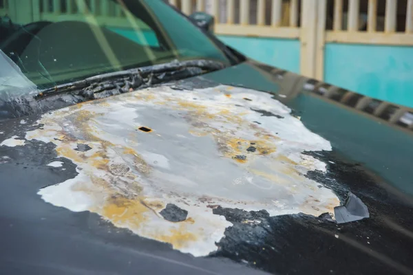 Peeling Paint Hood Car Corrosion Metal Car Transport Black Chipping — Stock Photo, Image