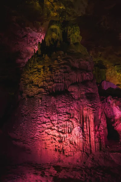 Grotte Prometheus Géorgie Grotte Stalactite Éclairage Multicolore Éclairage Couleur Des — Photo