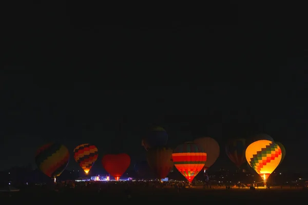 Balon Festivali Nde Gece Sıcak Hava Balonları Kazakistan Balon Festivali — Stok fotoğraf