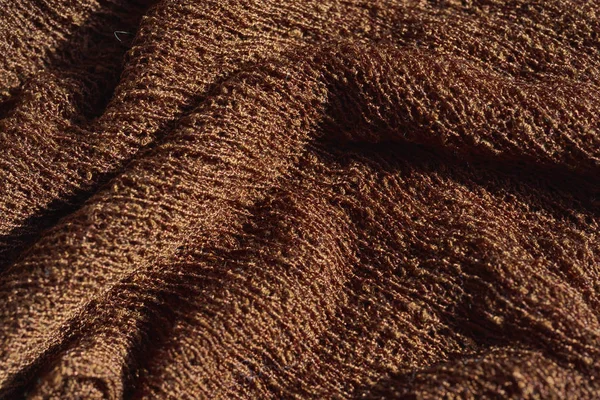 Brązowy Dzianinowy Tekstury Dzianiny Streszczenie Tła Czekolady Kolor Ciemnobrązowa Tkanina — Zdjęcie stockowe