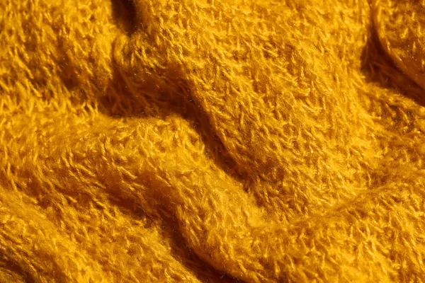Tekstura Dzianiny Kolorze Żółtym Jasnożółty Abstrakcyjny Tło Tkanina Musztardowa Kolor — Zdjęcie stockowe