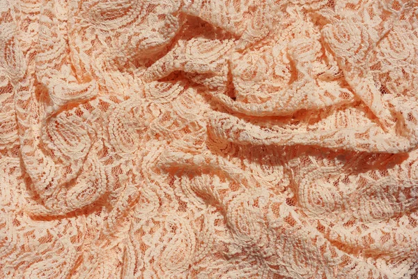 Tekstura Tkaniny Koronki Kolor Kości Słoniowej Jasny Beż Streszczenie Tła — Zdjęcie stockowe
