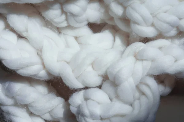 Witte Wollen Textuur Voor Een Garen Een Paardenstaart Witte Abstracte — Stockfoto