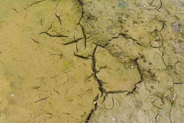 Textura Solo Seco Rachado Argila Natureza Quirguizistão Rachaduras Fracturas Superfície — Fotografia de Stock