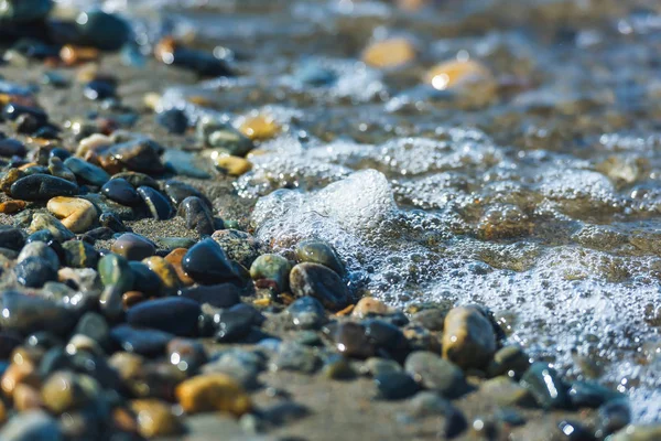 Kleurrijke Stenen Het Strand Van Het Meer Issyk Kul Rust — Stockfoto