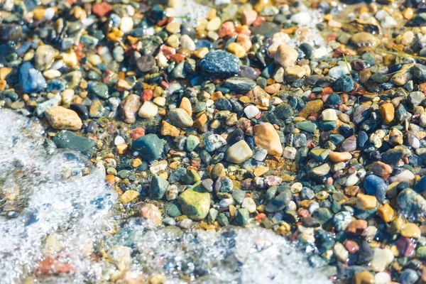 Pedras Coloridas Praia Lago Issyk Kul Descanse Quirguistão Maré Está — Fotografia de Stock