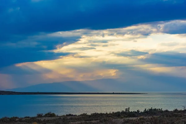 Weather Storm Area Lake Issyk Kul Rest Kyrgyzstan Cloudy Sky — Stock Photo, Image
