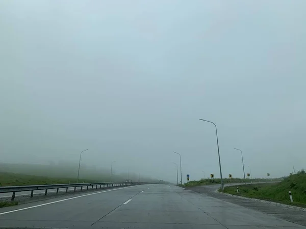 Viagem Carro Uma Viagem Para Montar Kazygurt Região Turquestão Nevoeiro — Fotografia de Stock