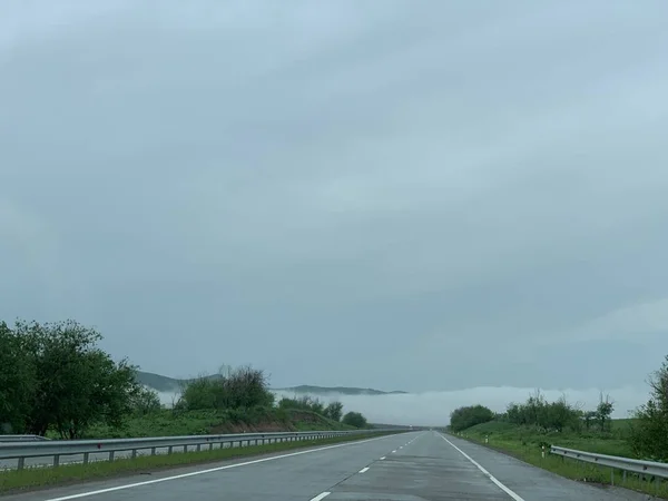 Viagem Carro Uma Viagem Para Montar Kazygurt Região Turquestão Nevoeiro — Fotografia de Stock