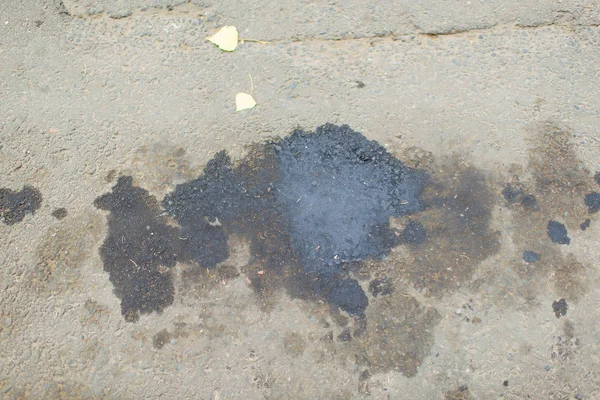 Oil Stains Asphalt Dirty Surface Grey Asphalt Road Black Oil Stock Image