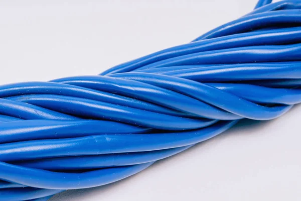 Spule Aus Blauem Kabel Kabel Für Das Internet Wickeldraht Blauer — Stockfoto