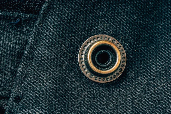 Metalen Ronde Studs Een Zwarte Jas Decoratieve Elementen Kleding — Stockfoto