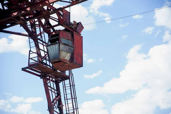 Cabin Crane Sky Construction Work Metal Stairs — Stock Photo, Image