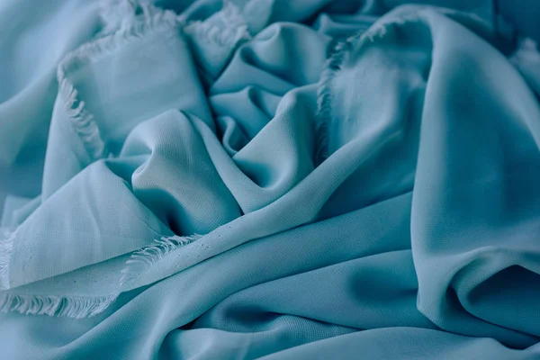 Tecido Azul Textura Dobras Superfície Material Loja Com Tecidos — Fotografia de Stock