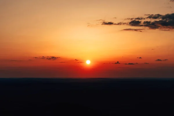 Tramonto Arancione Nel Cielo Vista Dalla Montagna Kazygurt Natura Nella — Foto Stock