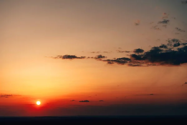 Tramonto Arancione Nel Cielo Vista Dalla Montagna Kazygurt Natura Nella — Foto Stock