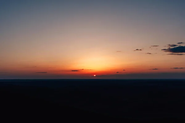 Tramonto Arancione Nel Cielo Vista Dalla Montagna Kazygurt Natura Nella — Foto Stock