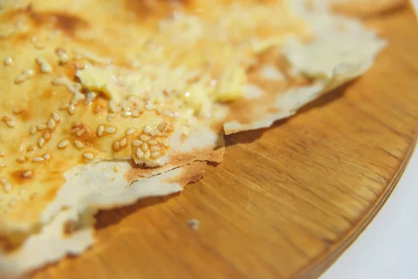 Tortilla Turki Terang Dengan Wijen Produk Tepung Turki Nasional Roti — Stok Foto