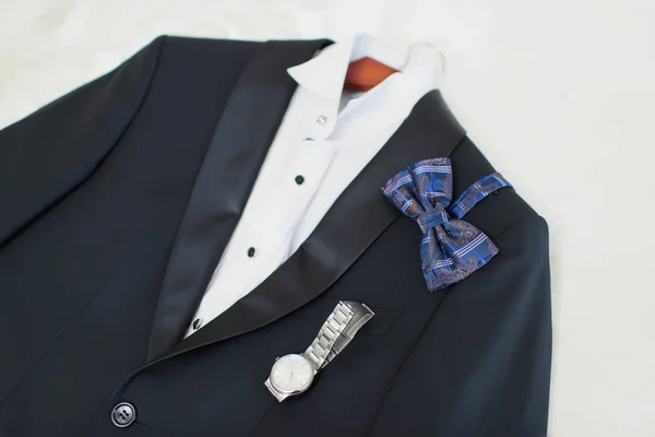 Wedding Suit Groom Black Tuxedo Wedding Kazakh Wedding Kazakhstan — Stock Photo, Image