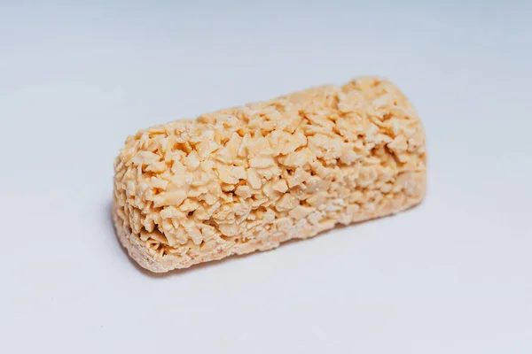 Ρύζι Πρωτεΐνες Βρώμης Λευκό Πιάτο Σπιτικές Μπάρες Ενέργειας Protein Bar — Φωτογραφία Αρχείου