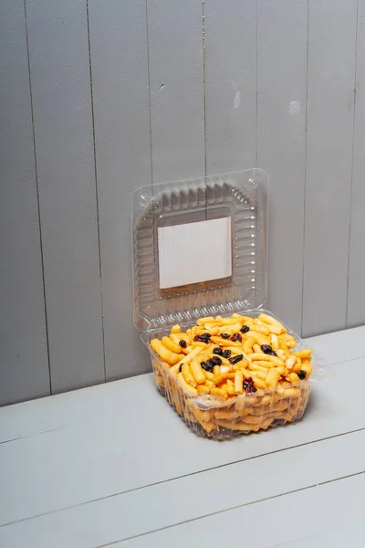 Chak Chak Raisins National Tatar Cookies Plastic Transparent Boxes White — Stock Photo, Image