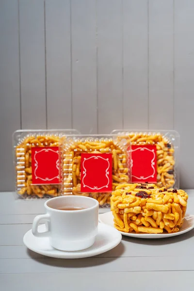 Chak Chak National Tatar Cookies Plastic Transparent Boxes Cup Black — Stock Photo, Image