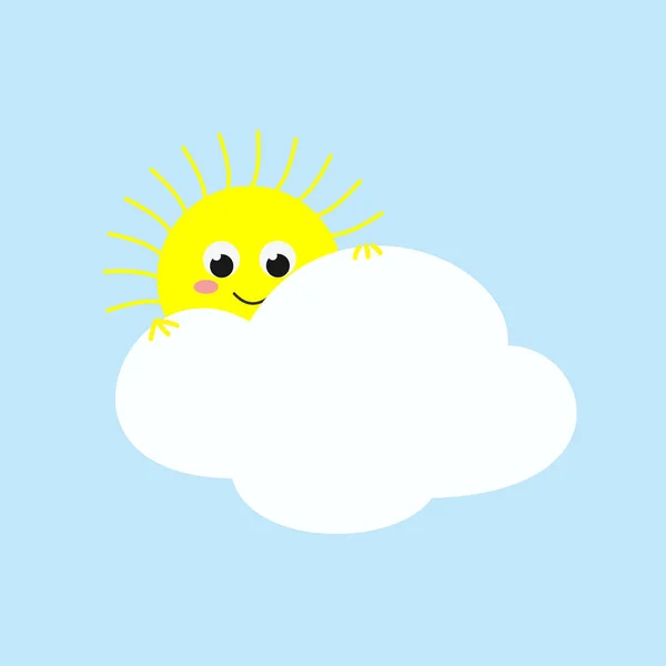 Lindo Sol Mirando Desde Detrás Una Nube Ilustración Vectorial — Vector de stock