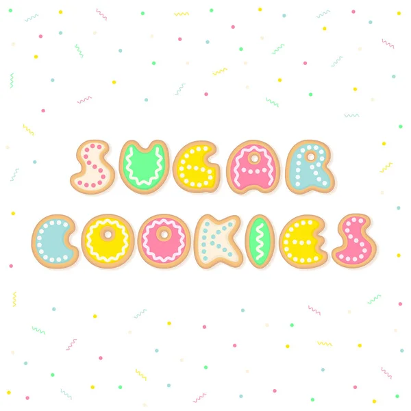 Vektorillustration von Pastell-Cookies in Form von Buchstaben, die die Wörter bilden — Stockvektor
