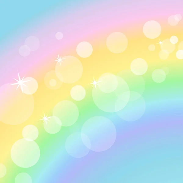 Kleurrijke vector pastel achtergrond met regenboog en bokeh — Stockvector