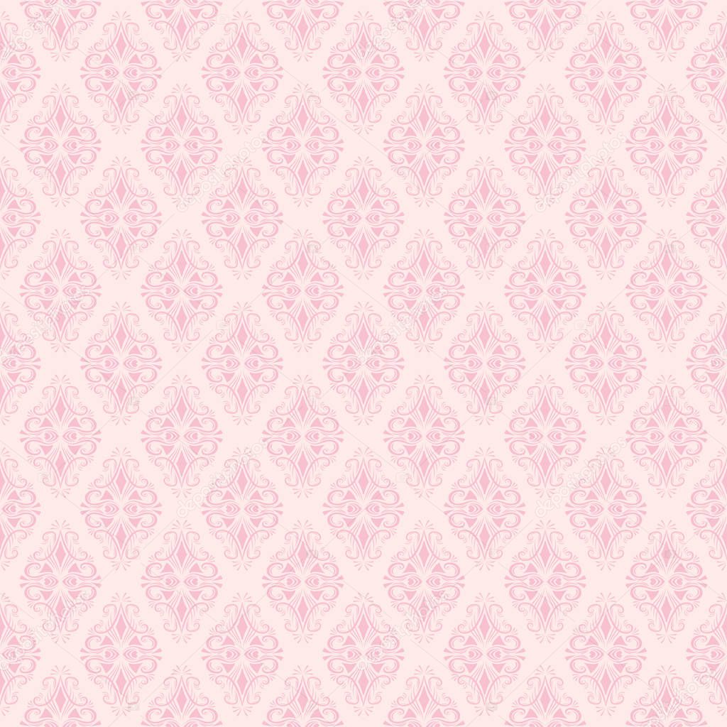 Seamless pink damask pattern. Vector illustration 