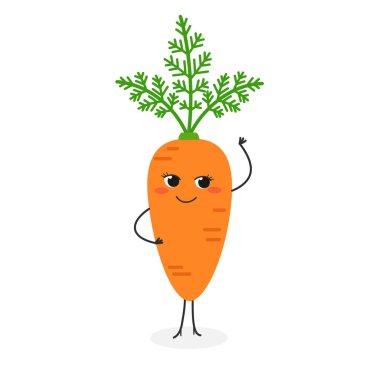 Beyaz arka plan üzerinde izole güzel karikatür havuç vektör çizim 