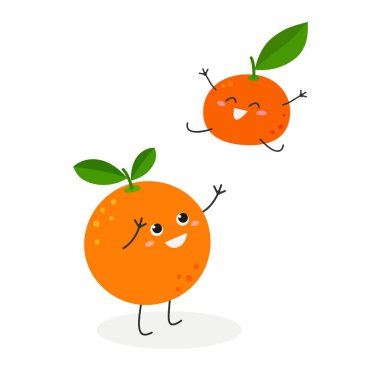 Komik iskambil mandalina portakal ve sevimli çizgi film