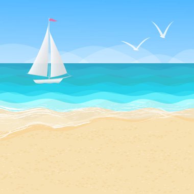 Vektör arka plan güzel deniz manzarası panoraması ile