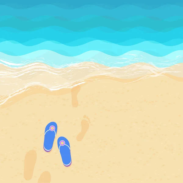 Tongs et pas sur le sable — Image vectorielle